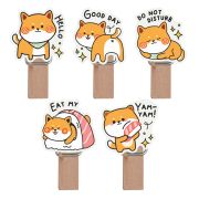 Зажимы для бумаг 7мм, MESHU «Funny dogs», 10шт.,  деревянные, ассорти, опп пакет с европодвесом, веревка в комплекте