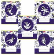 Тетрадь 12 л. HATBER клетка, обложка картон, «Астронавт» (5 видов в спайке), 12Т5В1