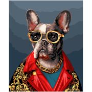 Картина по номерам на холсте ТРИ СОВЫ «Бульдог на стиле», 40*50, с акриловыми красками и кистями