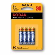 Батарейки алкалиновые «мизинчиковые» КОМПЛЕКТ 4 шт KODAK Max Super Alkaline, ААА (LR0, Б0005124