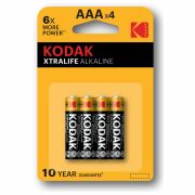 Батарейки алкалиновые «мизинчиковые» КОМПЛЕКТ 4 шт KODAK Xtralife Alkaline, ААА (LR03, Б0014329