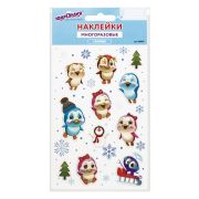 Наклейки гелевые «Пингвинята», многоразовые, с тиснением фольгой, 10х15 см, ЮНЛАНДИЯ, 661819