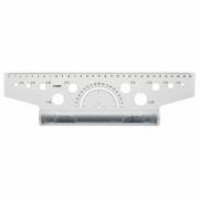 Линейка с роликом (рейсшина) 30 см, металлический ролик, с транспортиром, прозрачная, ЛР-30478