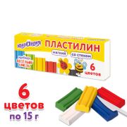 Пластилин мягкий ЮНЛАНДИЯ «ВЕСЕЛЫЙ ШМЕЛЬ», 6 цветов, 90 г, СО СТЕКОМ, 106671