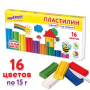 Пластилин мягкий ЮНЛАНДИЯ «ВЕСЕЛЫЙ ШМЕЛЬ», 16 цветов, 240 г, СО СТЕКОМ, 106673