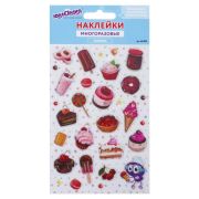 Наклейки гелевые «Сладости», многоразовые, с тиснением фольгой, 10х15 см, ЮНЛАНДИЯ, 661820