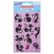 Наклейки гелевые «Кошки», многоразовые, с блестками, 10х15 см, ЮНЛАНДИЯ, 661823