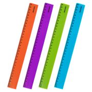 Линейка пластиковая 30 см BRAUBERG «NEON», непрозрачная, ассорти, 210751