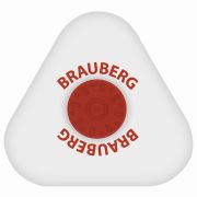 Ластик BRAUBERG «Universal», 45х45х10 мм, белый, треугольный, красный пластиковый держатель, 222473