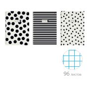 Тетрадь А4 96л. АЛЬТ гребень, клетка, глянцевая ламинация, BLACK&WHITE (3 вида), 7-96, 7-96-1354