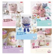 Тетрадь 12л. HATBER узкая линия, обложка картон, Уютные котики (микс в спайке), 12Т5В7