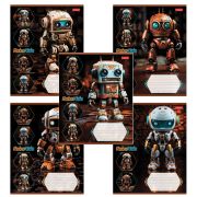 Тетрадь 18л. HATBER клетка, обложка картон, Робо (микс в спайке), 18Т5В1