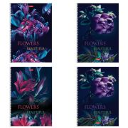 Тетрадь А4 96л. HATBER гребень, клетка, обложка картон, Beautiful flowers (микс в спайке), 086261, 96Т4В1гр
