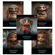 Тетрадь А5 48л. HATBER скоба, клетка, глянцевая ламинация, Шаманы (микс в спайке), 088374, 48Т5лВ1