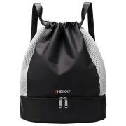 Рюкзак спортивный мешок HEIKKI ACTION (ХЕЙКИ) с отделением для обуви, вентилируемые стенки, 45х34 см, Total black, 273455