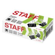 Зажимы для бумаг STAFF «EVERYDAY», КОМПЛЕКТ 12 шт., 25 мм, на 100 листов, черные, картонная коробка, 224607