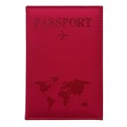 Обложка для паспорта «Passport map», экокожа soft touch, малиновая, STAFF, 238761