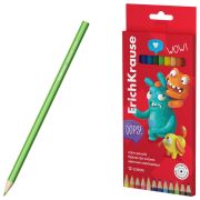 Цветные карандаши ERICH KRAUSE Jolly Friends, 12 цветов, шестигранные, натуральное де, 61792