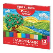 Пластилин классический BRAUBERG «МАГИЯ ЦВЕТА», 12 цветов, 240 г, со стеком, высшее качество, картонная упаковка, 103357
