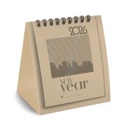 Календарь-домик настольный на гребне, 2026г, BRAUBERG, 110х120мм, БЕЖЕВЫЙ, 117285