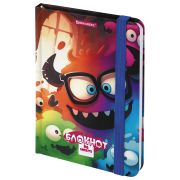 Блокнот с резинкой в клетку 96л, МАЛЫЙ ФОРМАТ А6 109х148, твердый, BRAUBERG МОНСТРИКИ, 117001