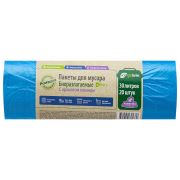 Мешки для мусора биоразлагаемые 30л синие, в рулоне 20шт, ПНД 6мкм, 50х58см, Эколайф, ЭЛБ302045С