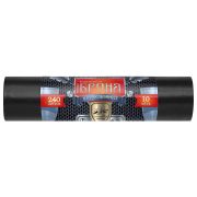 Мешки для мусора 240л ПРОЧНЫЕ черные в рулоне 10шт ПВД 60 мкм 2-х слойные 100x130 см, БРОНЯ, ВР-0013