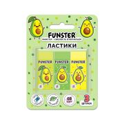 Ластики FUNSTER AVOCADO, НАБОР 3 штуки, 50,5х21х16 мм, ЭКО-ПВХ, прямоугольные, картонный рукав, ассорти, 272724