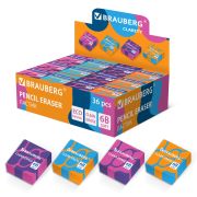 Ластик BRAUBERG PATTERNS, 34х34х14 мм, ЭКО-ПВХ, ассорти, 272732