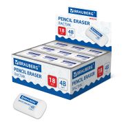 Ластик BRAUBERG WHITE, 45х28х13 мм, белый, скошенные края, 272734