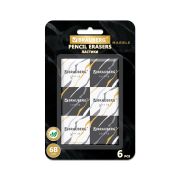 Ластики BRAUBERG MARBLE НАБОР 6 штук, 34х34х11 мм, ЭКО-ПВХ, квадратные, ассорти, блистер, 272735