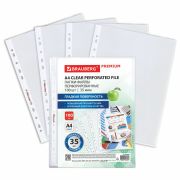 Папки-файлы перфорированные А4 BRAUBERG «PREMIUM», КОМПЛЕКТ 100 шт., гладкие, 35 мкм, 273003