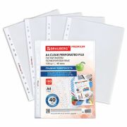 Папки-файлы перфорированные А4 BRAUBERG «PREMIUM», КОМПЛЕКТ 100 шт., гладкие, 40 мкм, 273007