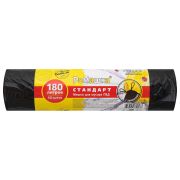 Мешки для мусора с завязками 180л черные в рулоне 10шт ПВД 30мкм 90х110 см, РОМАШКА,, ЗВС-180/10/12/Ч