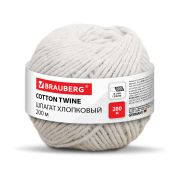 Шпагат хлопковый для прошивки документов, вязания, макраме, длина 200 м диаметр 2 мм, BRAUBERG, 700363