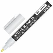 Маркеры меловые CHALK LIQUID MARKER, БЕЛЫЕ НАБОР 5шт, 3мм, СТИКЕРЫ В ПОДАРОК, BRAUBERG, 152596