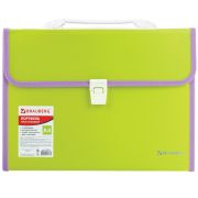 Папка-портфель пластиковая BRAUBERG «JOY», А4 (330х245х35 мм), 13 отделений, с окантовкой, салатовая, 227974