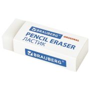 Ластик BRAUBERG «Original», 45х17х10 мм, белый, прямоугольный, экологичный ПВХ, картонный держатель, 228076