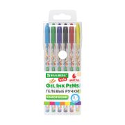 Ручки гелевые КЛАССИЧЕСКИЕ BRAUBERG KIDS «CUTE ANIMALS», НАБОР 6 ЦВЕТОВ, корпус с печатью, узел 1 мм, линия письма 0,7 мм, 144441