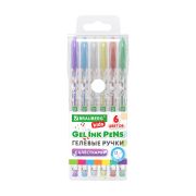 Ручки гелевые С БЛЕСТКАМИ BRAUBERG KIDS «CUTE ANIMALS», НАБОР 6 ЦВЕТОВ, корпус с печатью, узел 1 мм, линия письма 0,7 мм, 144443