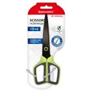 Ножницы BRAUBERG «JET Special», салатовые, 175 мм, 3-х сторонняя заточка, тефлоновое покрытие, 238851