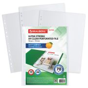 Папки-файлы перфорированные А4 BRAUBERG «EXTRA 700», КОМПЛЕКТ 50 шт., матовые, ПЛОТНЫЕ, 70 мкм, 229667