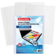 Папки-файлы перфорированные А4 BRAUBERG «EXTRA 900», КОМПЛЕКТ 50 шт., гладкие, ПЛОТНЫЕ, 90 мкм, 229670