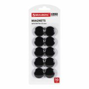 Магниты BRAUBERG «BLACK&WHITE» УСИЛЕННЫЕ 30 мм, НАБОР 10 шт., черные, 237466