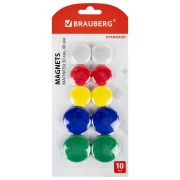 Магниты BRAUBERG «STANDARD», НАБОР 30 мм - 6 шт., 40 мм - 4 шт., ассорти, 237471