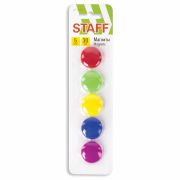 Магниты СРЕДНЕГО ДИАМЕТРА, 30 мм, НАБОР 5 штук, цвет АССОРТИ, в блистере, STAFF «Basic», 237482