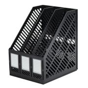 Лоток вертикальный для бумаг BRAUBERG «Office-Expert», 215 мм, 3 отделения, сборный, черный, 238017