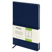 Блокнот А5 (148x218 мм), BRAUBERG «Metropolis X», под кожу, 80 л., резинка, клетка, темно-синий, 111031