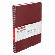 Тетрадь А5 (148x218 мм), BRAUBERG «Office PRO», гибкая, под кожу, гребень, 80 л., коричневая, 111044