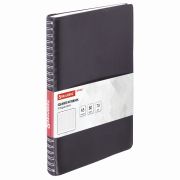 Тетрадь А5 (148x218 мм), BRAUBERG «Office PRO», гибкая, под кожу, гребень, 80 л., черная, 111046